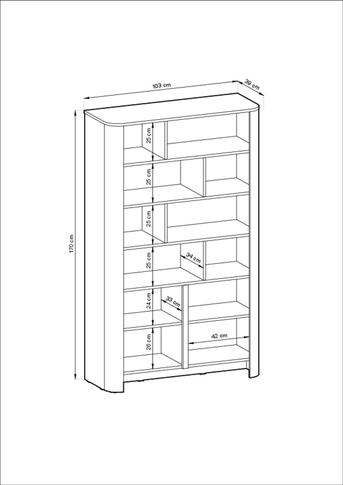VITRINE BARI Beige 103x39x170 cm - Beige, Holzwerkstoff (103/170/39cm) - FURNLUX
