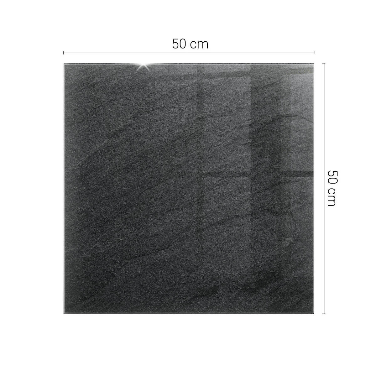 TISCHPLATTE 50x50 cm Natursteinstruktur - Silberfarben/Schwarz, Glas (50/50/0.4cm) - TULUP