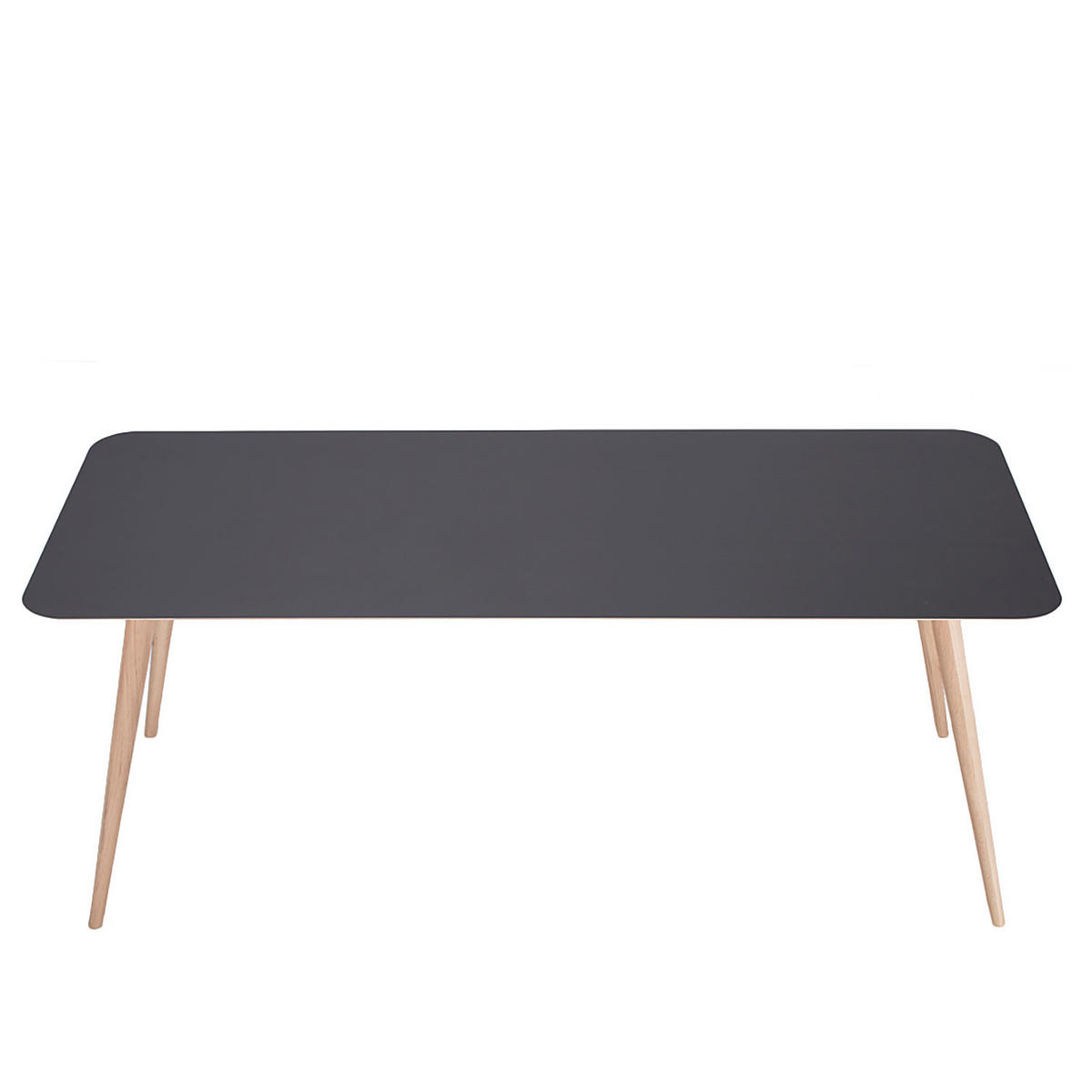 ESSTISCH - Eiche teilmassiv / Linoleum - Eichefarben/Anthrazit, Holzwerkstoff (90/200/75cm) - home24