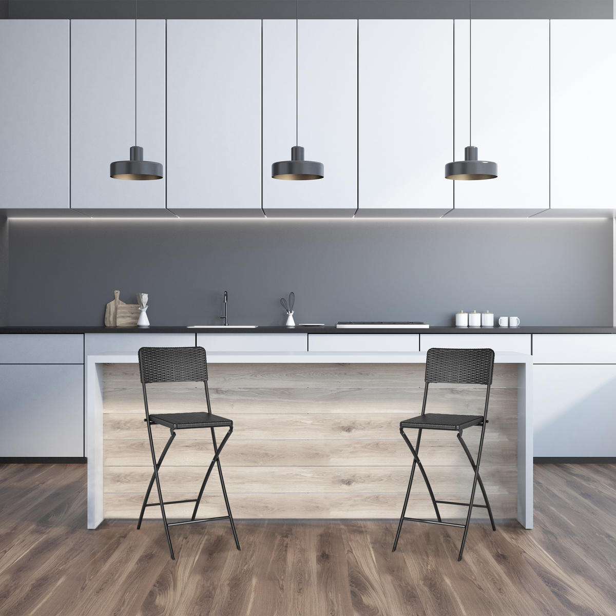 2XBARHOCKER - Grau, Kunststoff/Metall (44/115/63cm) - Relaxdays