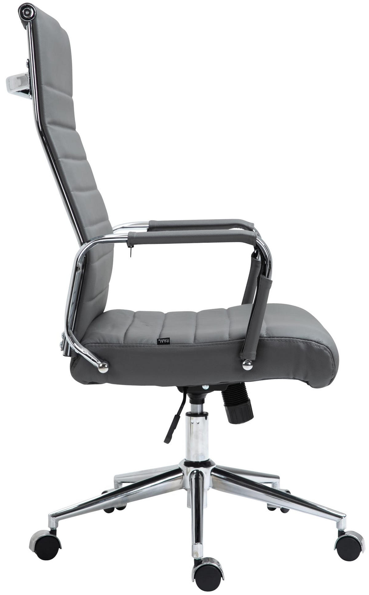 KONTORSSTOL Kolumbus äkta läder - Kromfärg/Grå, Läder/Metall (58/105/66cm) - CLP