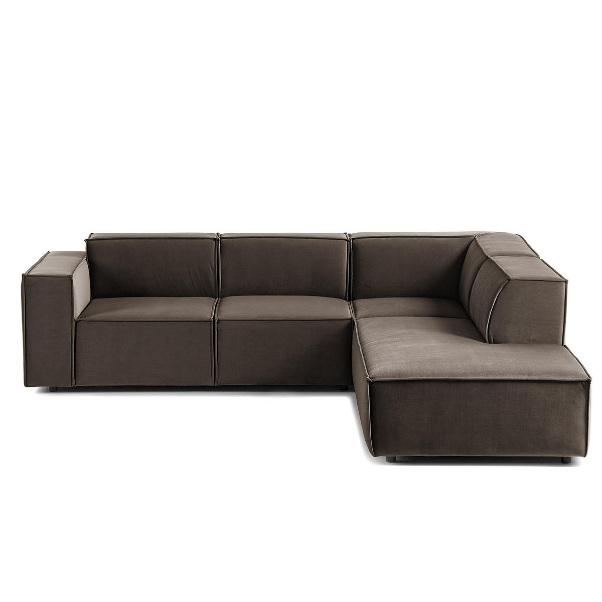 ECKSOFA mit Ottomane - Taupe/Schwarz, Kunststoff/Textil (260/234cm) - home24