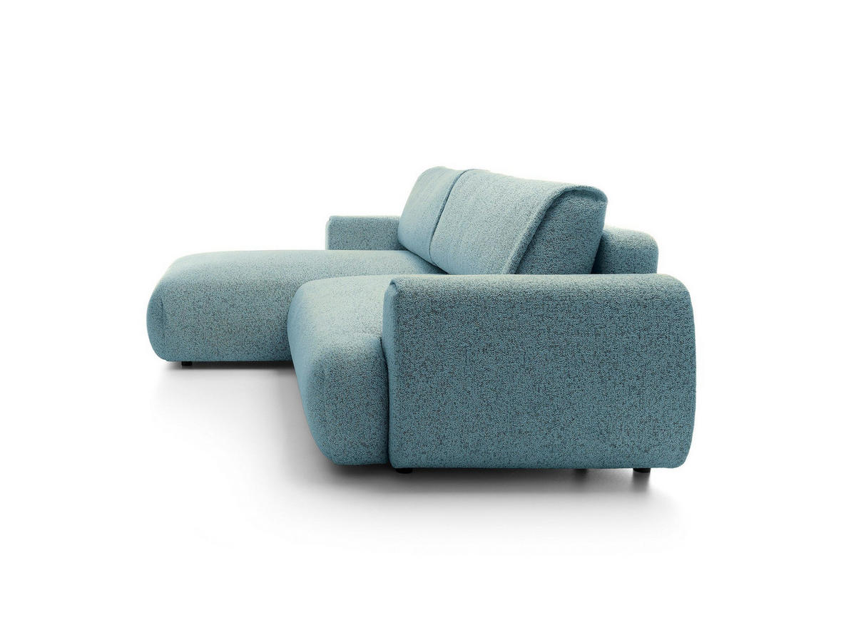 ECKSOFA ZEST Blau Geflochtener Stoff mit Schlaffunktion - Blau, Holz (270/167cm) - MASSENO