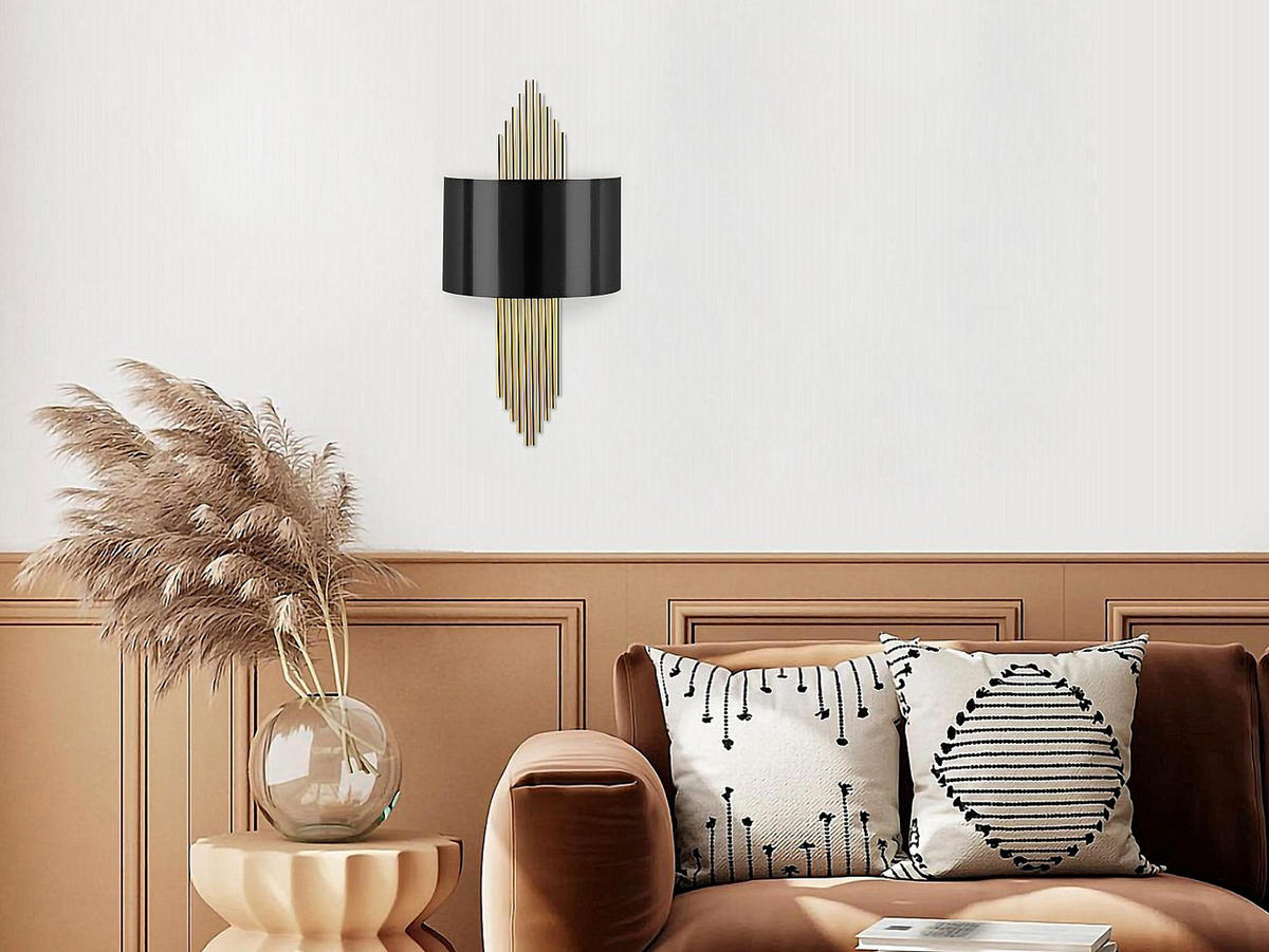 WANDLAMPE - 22 cm x 10 cm - metall - schwarz, goldfarben Sangarius - Goldfarben/Schwarz, Metall (22/75/10cm) - Vente-Unique