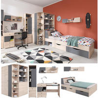 JUGENDZIMMER Davis Set C mit Bett 120 x 200 - Eiche Anthrazit - Eichefarben/Anthrazit, Holzwerkstoff (135/190/135cm) - QMM TraumMöbel