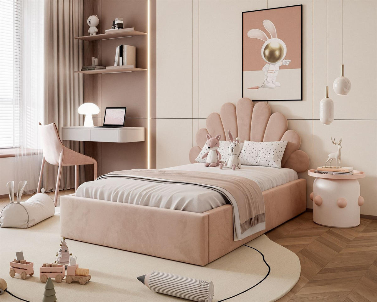 POLSTERBETT ASHLEY mit Bettkasten 140x200 cm, Stoff: Magic Velvet 2253 - Rosa, Textil - Lookway