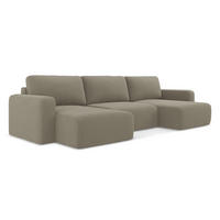 WOHNLANDSCHAFT Strukturstoff Stoff Beige - Beige/Schwarz, Kunststoff/Textil (332/79/149cm) - Makamii