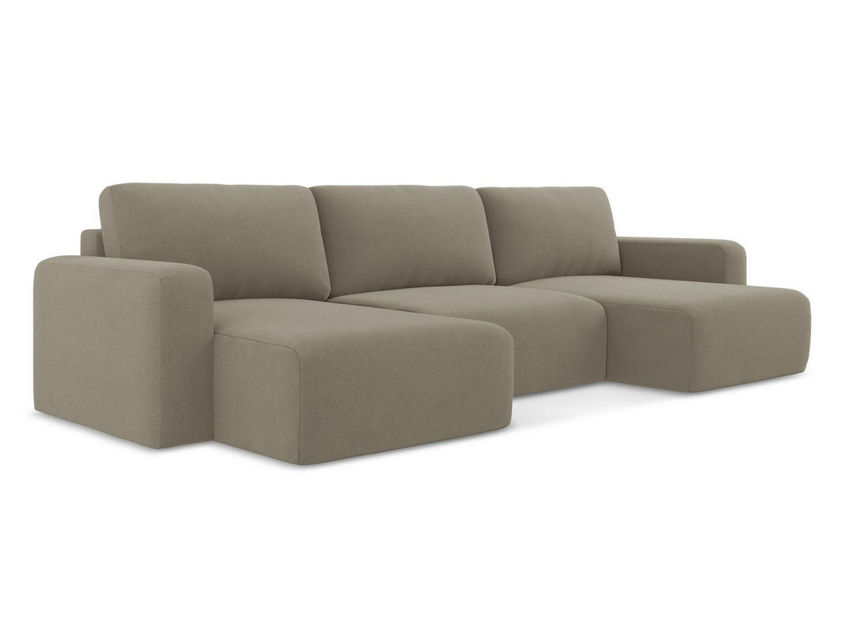 WOHNLANDSCHAFT Strukturstoff Stoff Beige - Beige/Schwarz, Kunststoff/Textil (332/79/149cm) - Makamii