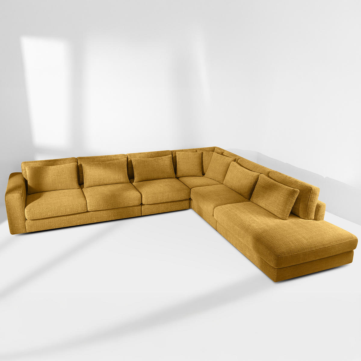 ECKSOFA XL rechts VERUS - Gelb, Holz/Holzwerkstoff (377/328cm) - KONSIMO®