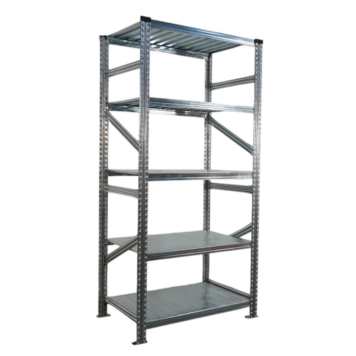 FACHBODENREGAL Proximo 200x90x70cm 5 Ebenen Fachlast 200 kg Beidseitig nutzbar Verzinkt - Silberfarben, Metall (90/200/70cm) - PROREGAL