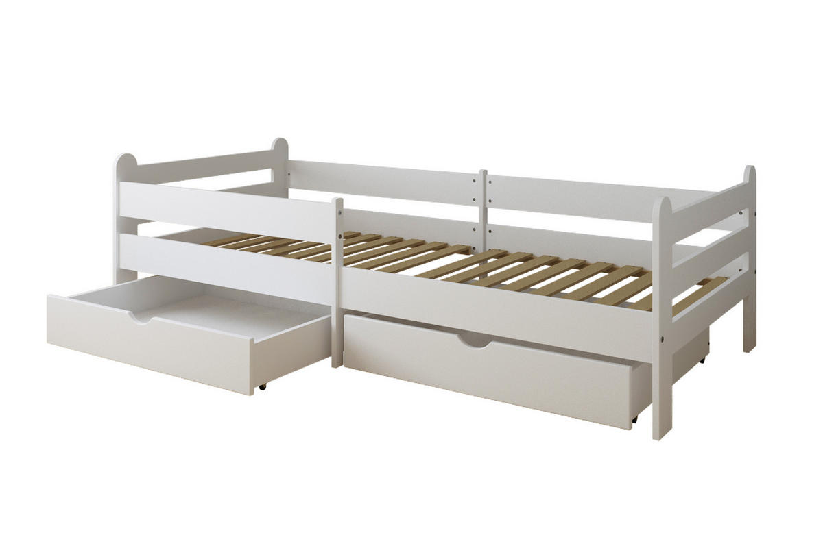 KINDERBETT Lillesund mit 2 Schubladen - Weiß, Holzwerkstoff (90/200cm) - kiki design