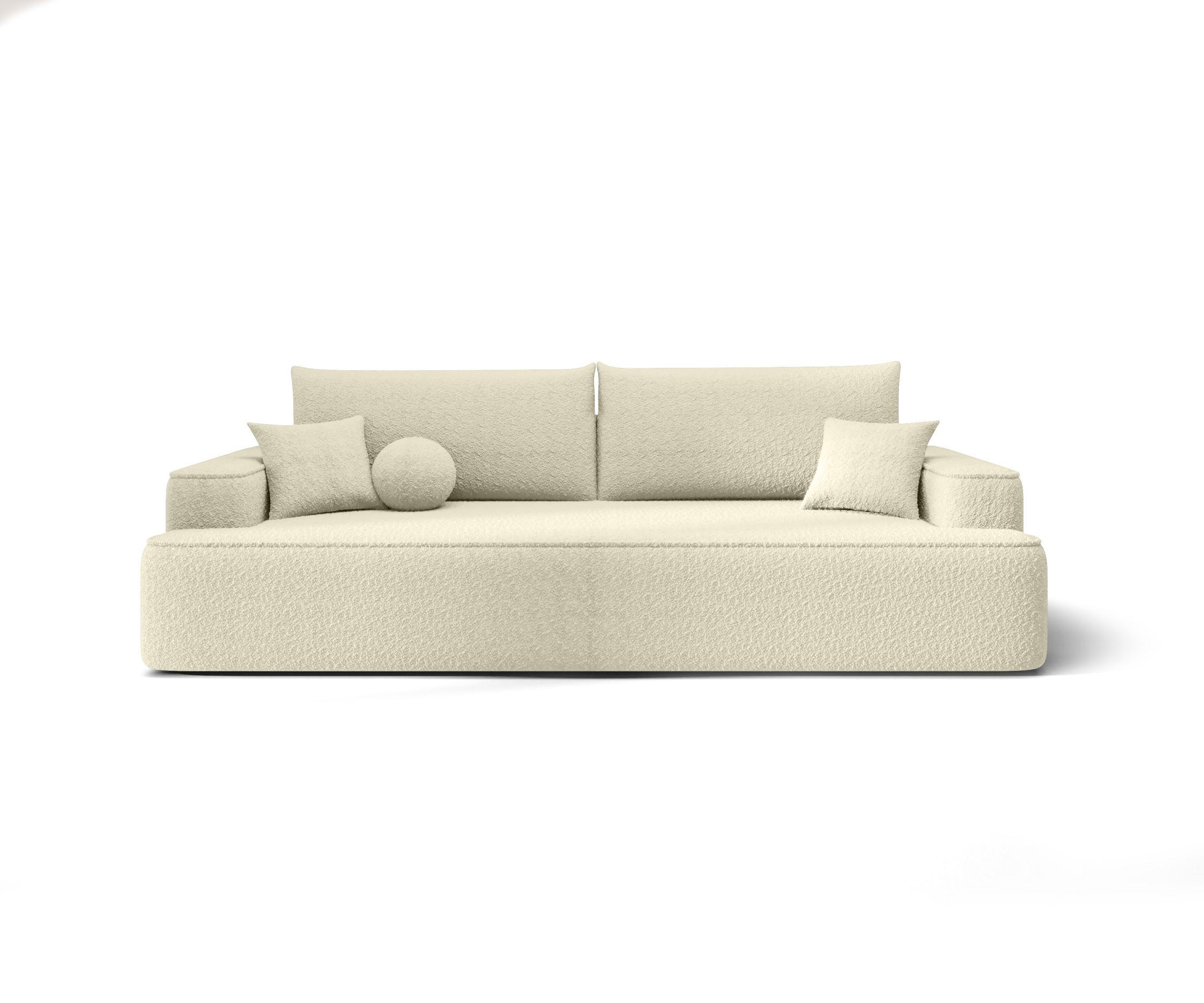 SOFA mit Schlaffunktion FIGO Quelle 02 - Ecru, Textil (250/75/150cm) - Bedante