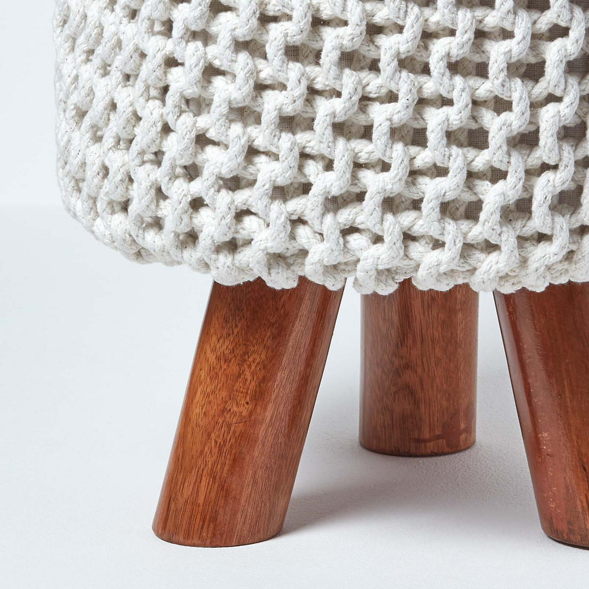 STRICK-HOCKER natur, Dreibein 32/32/42 cm - Naturfarben, Textil (32/42/32cm) - Homescapes