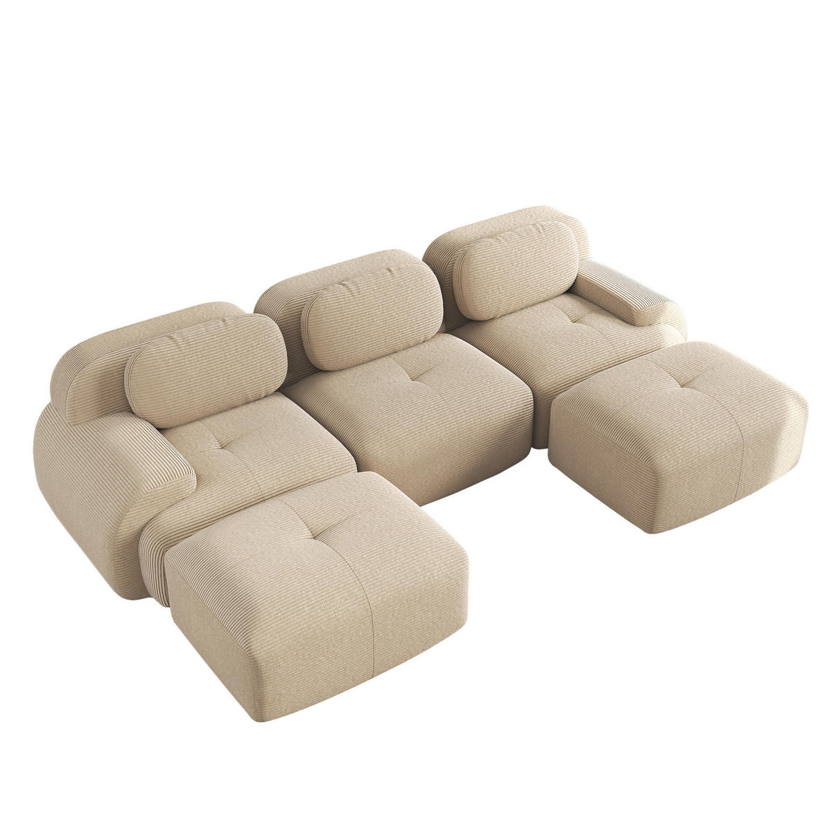 ECKSOFA modular rahmenlos Cordstoff Beige - Beige, Textil (178/75/298cm) - Meubliv