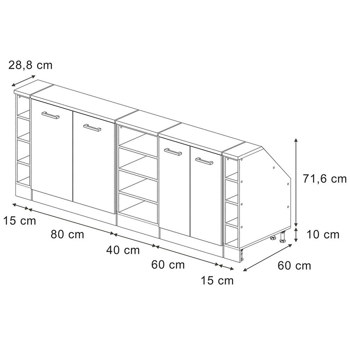 SET DE DULAPURI PENTRU ACOPERIȘURI ÎN PANTĂ Rion Stejar artizanal 210 cm Set de 5 corpuri dulap adâncime 60 cm - alb/stejar Artisan, compozit lemnos (210/83.8/60cm) - Vicco