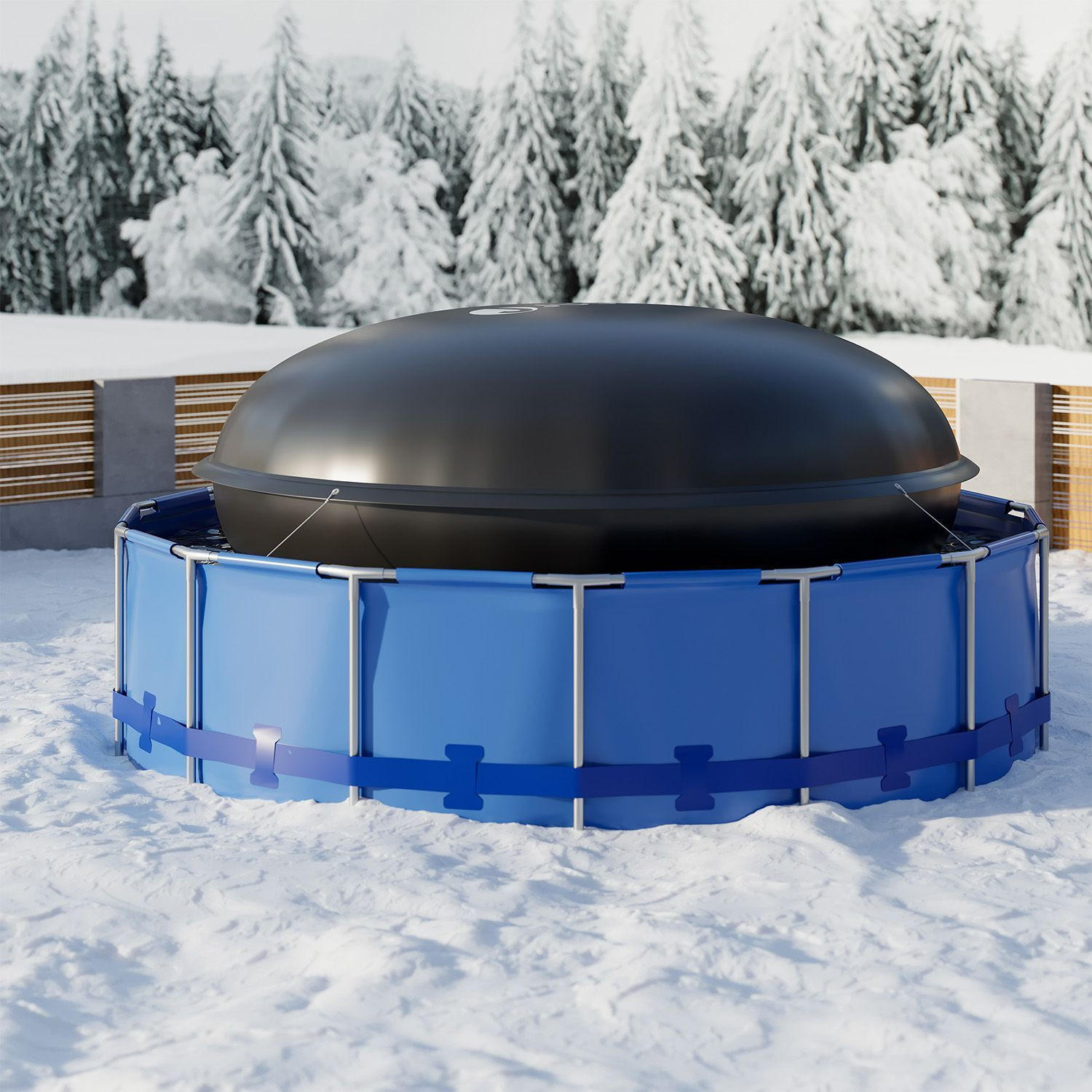 POOLABDECKUNG Rund 4 Meter aufblasbar - Schwarz, Kunststoff (356/356cm) - Juskys
