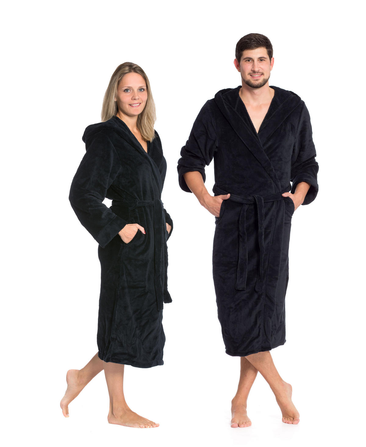BADEMANTEL, M, 100% Polyester, Schwarz - Schwarz, Textil (Mnull) - Zollner