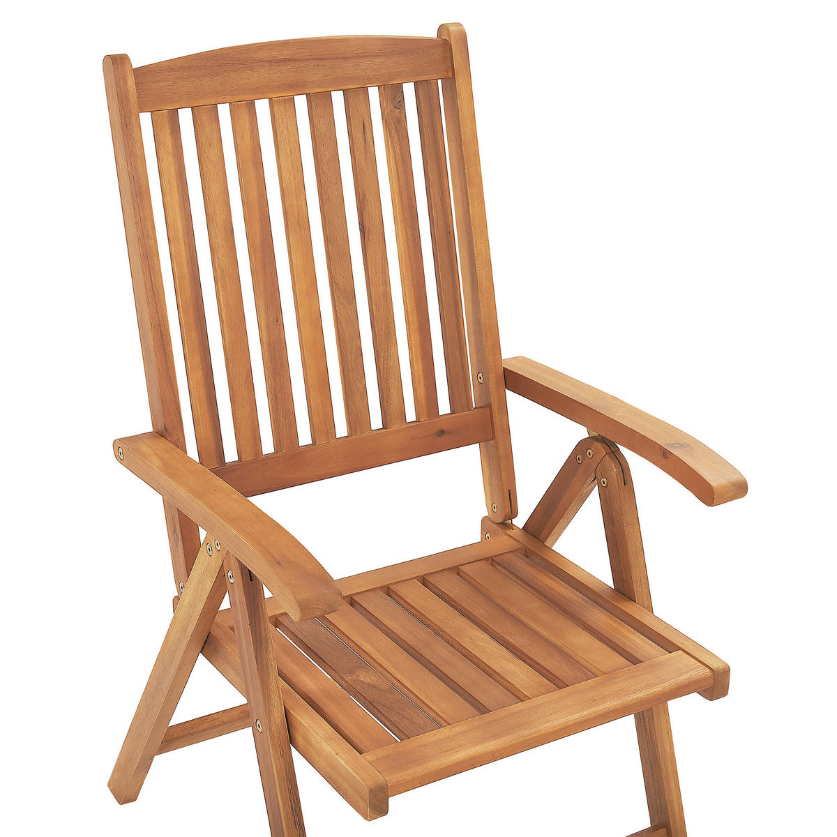 GARTENSTUHL 6er-Set Akazienholz hellbraun Auflagen blau Java - Hellbraun/Blau, Holz (54/105/69cm) - Beliani
