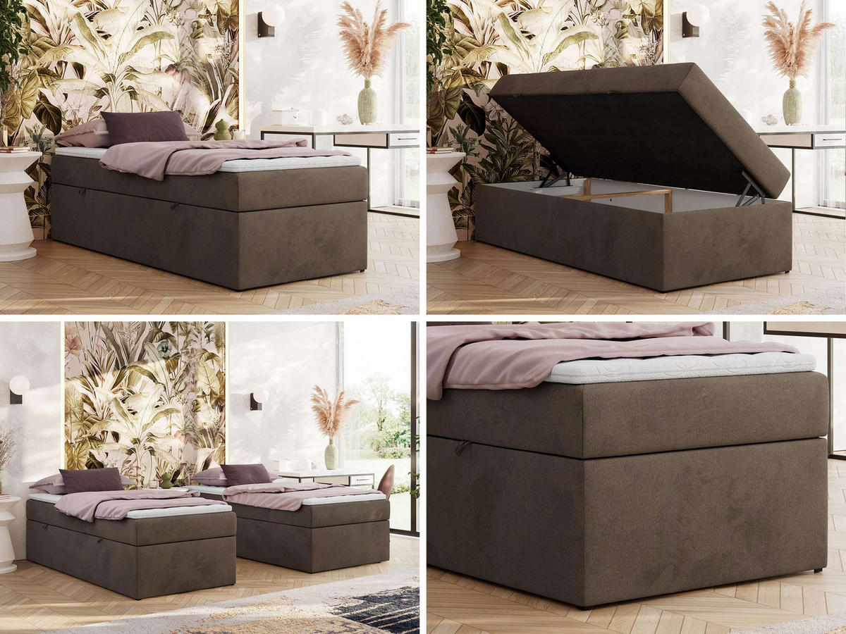 BOXBETT ZERO 90/200 - Braun Velvet - H4 - Topper Visco - Braun, Textil (90/200cm) - MKS