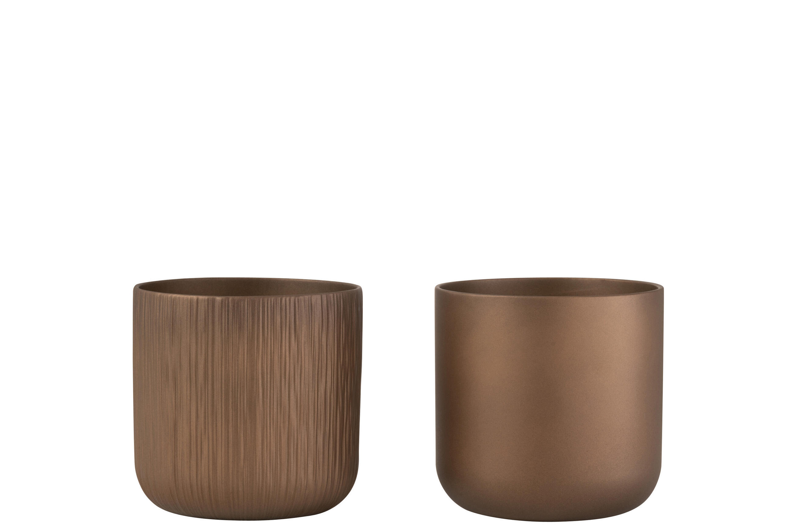 BLUMENTOPF GEN - Keramik - Gold/Kupfer - L - 2er Set - Ø 18,5 cm - Kupferfarben, Keramik (18.5/18cm) - J-Line