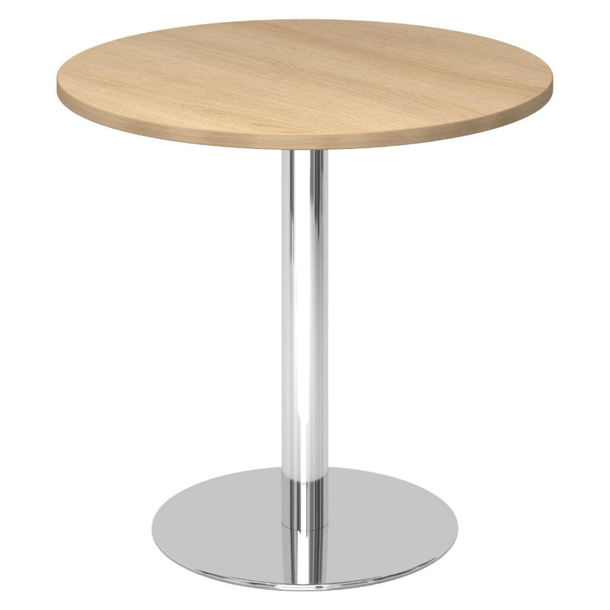 PAUSENTISCH klein STF 80/80/74,5 cm in Eichefarben/Chrom - Chromfarben/Eichefarben, Holzwerkstoff (80/80/74.5cm) - bümö