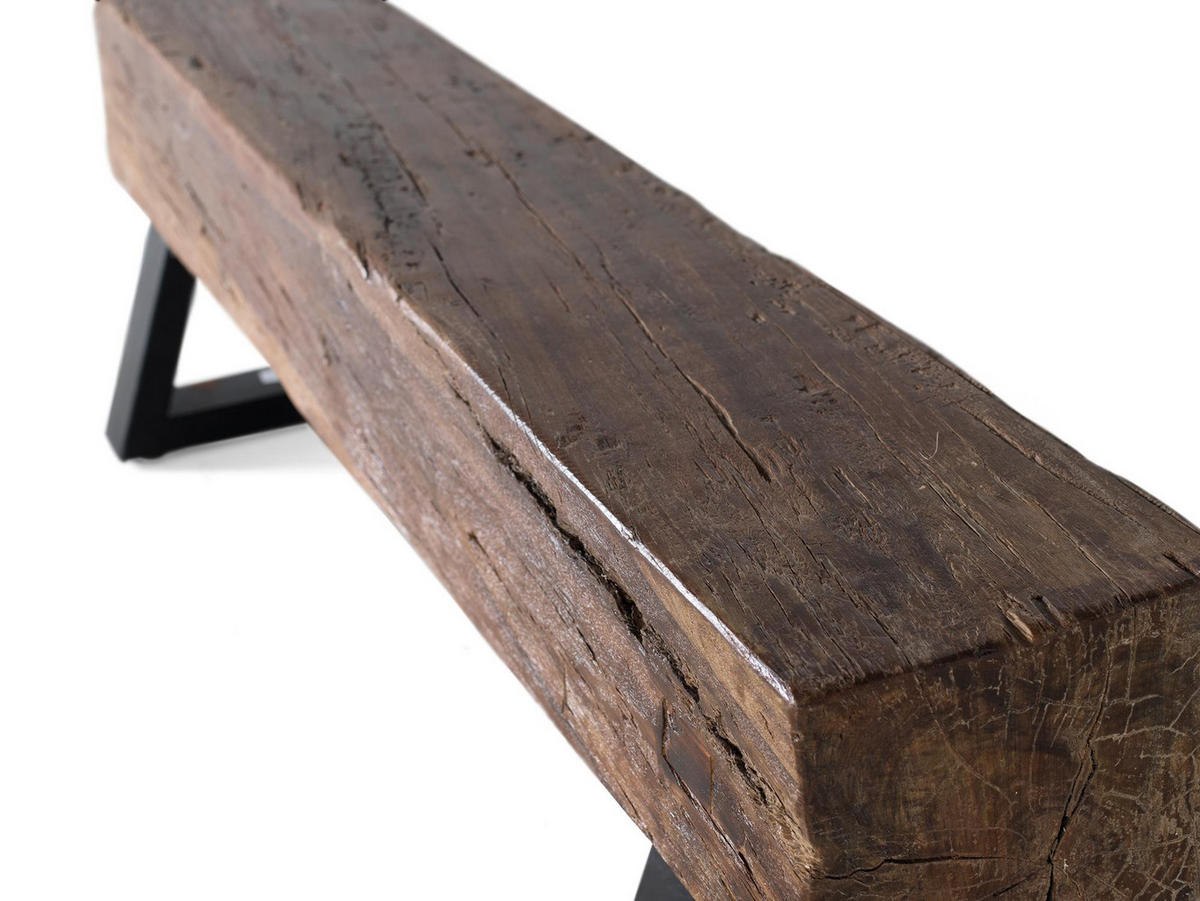SITZBANK aus Altholz und Metallbeinen - Braun, Holz (150/45/40cm) - Giner y Colomer