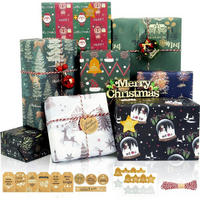 GESCHENKPAPIER Set Weihnachten 8 Blatt 70x50 cm Grün und Marineblau - Multicolor, Papier (50/0.1/70cm)