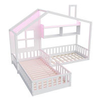 KINDERBETT 90/200 cm DE-01547, in Weiß, mit LED, Regalen und Sicherheitsgitter - Weiß, Holz (90/200cm) - ComfortXL