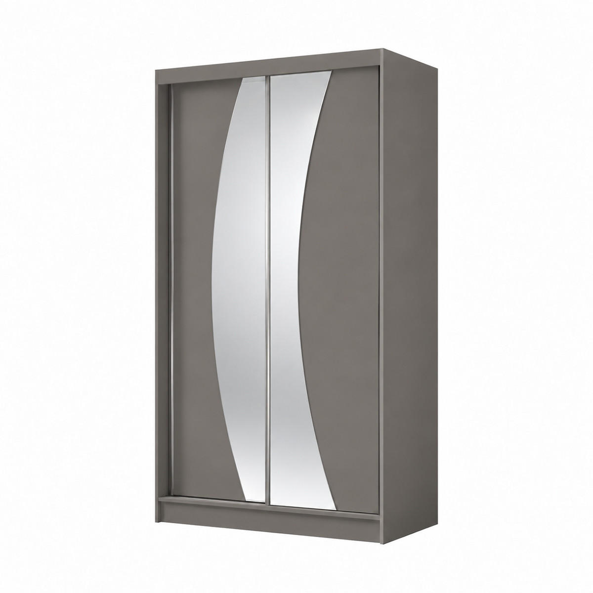 KLEIDERSCHRANK Nox 120 cm Graphit Spiegel 2 Schubladen Griffe silber - Graphitfarben, Holzwerkstoff (120/216/61cm) - KS Home Concept