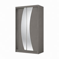 KLEIDERSCHRANK Nox 120 cm Graphit Spiegel 2 Schubladen Griffe silber - Graphitfarben, Holzwerkstoff (120/216/61cm) - KS Home Concept