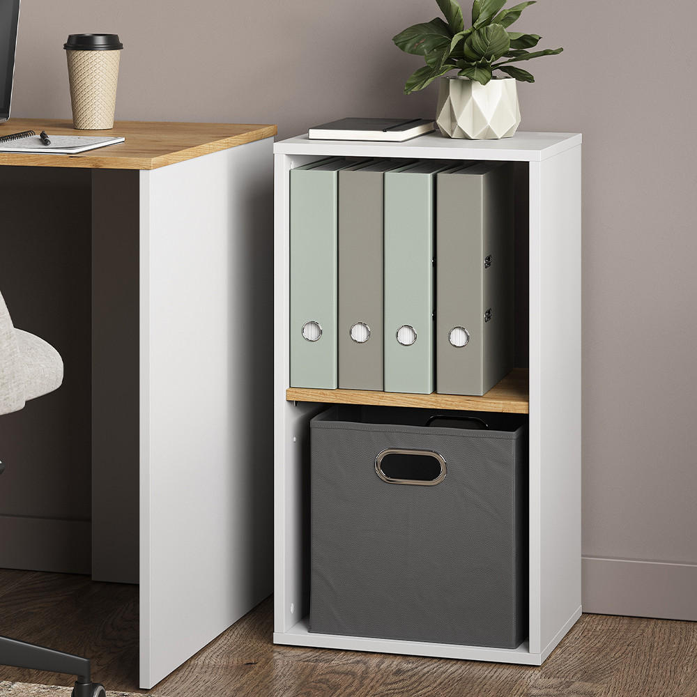 BÜCHERREGAL Tomy Weiß/Goldkraft Eiche 40 x 74 cm mit 2 offenen Fächern - Honigeiche/Weiß, Holzwerkstoff (40/74/30cm) - Vicco