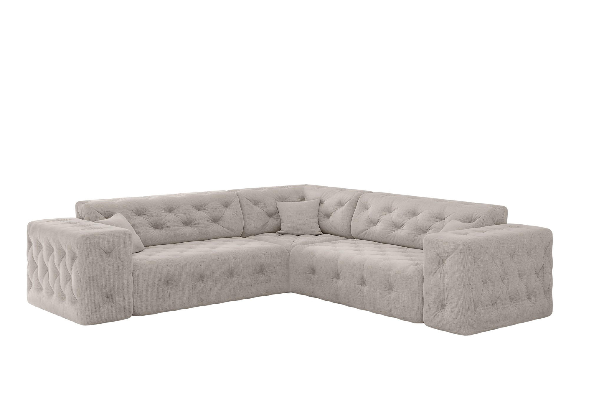 ECKSOFA Chantal In Moly - Creme, Holzwerkstoff/Textil (246/246cm) - Fun Möbel
