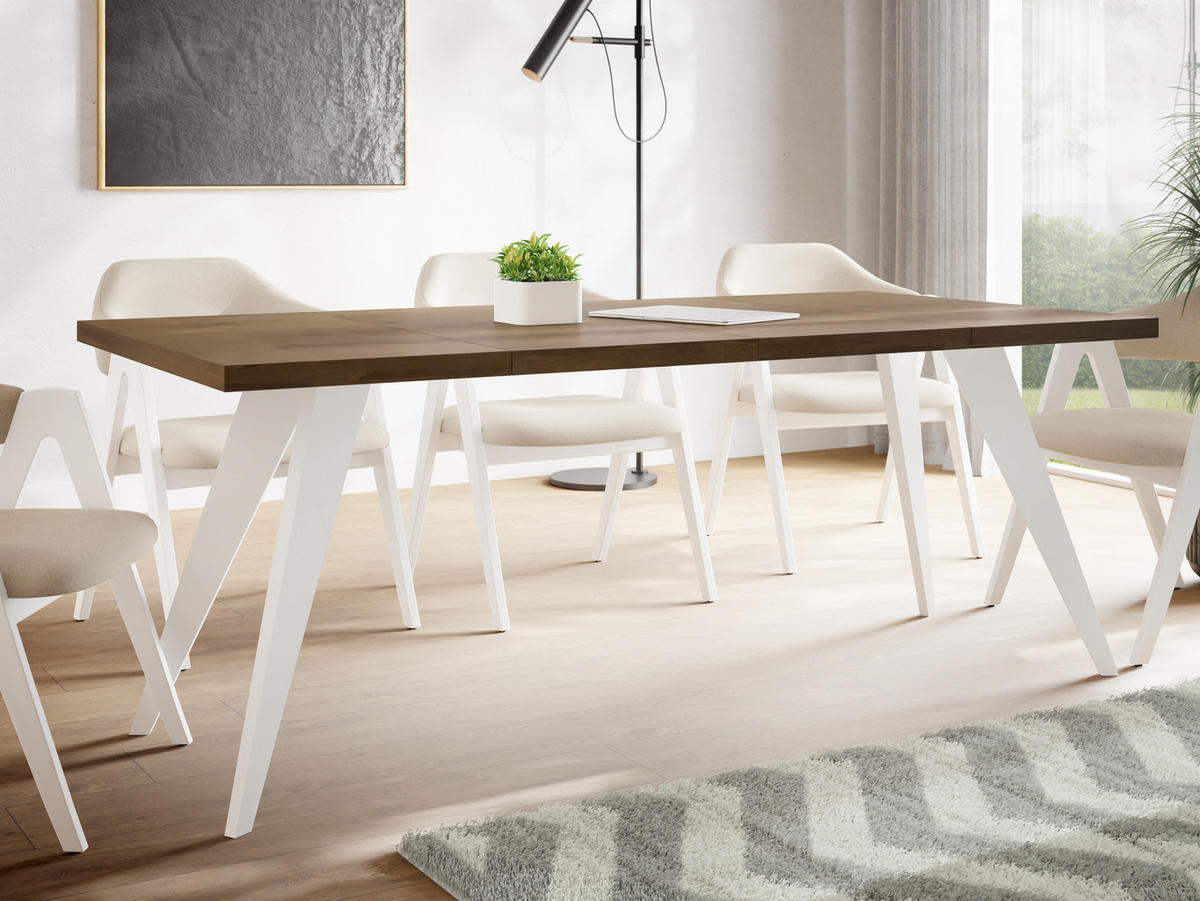 ESSTISCH Quadro quadratischer ausziehbarer, Lefkas Eiche 100-200/100/76 cm - Alteiche/Weiß, Holz/Holzwerkstoff (100/100/76cm) - WFL GROUP