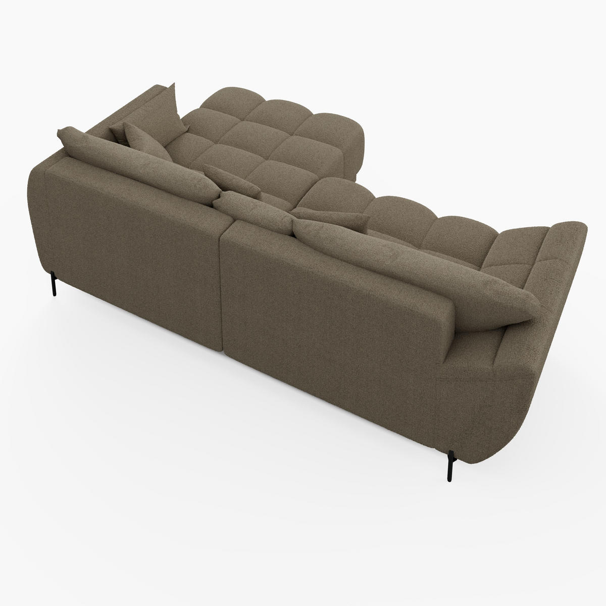 ECKSOFA LEGRO Rechts weiß Bouclé-Stoff L-Form Couch mit Schlaffunktion & Bettkasten - Schwarz/Weiß, Holz (285/180cm) - Barchello