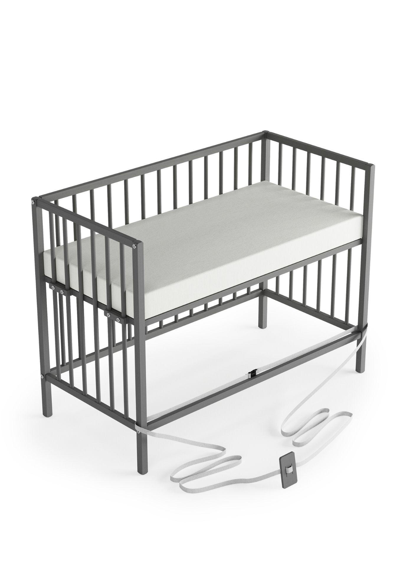 BEISTELLBETT mit Matratze & Umbauseite - grau - Dreamy 4 in 1 Bett - Grau, Holz (120/90/60cm) - Sämann – make a difference.