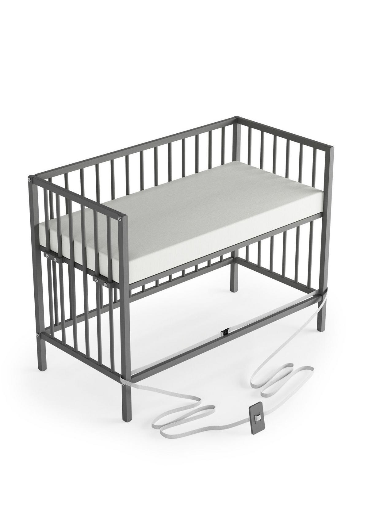 BEISTELLBETT mit Matratze & Umbauseite - grau - Dreamy 4 in 1 Bett - Grau, Holz (120/90/60cm) - Sämann – make a difference.