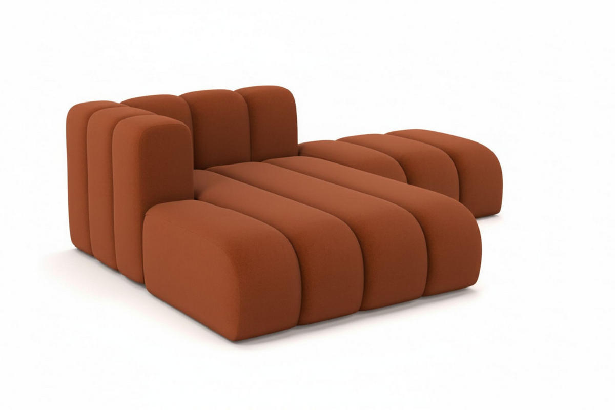 CHAISELONGUE Mit Hocker Grand, Veloursstoff Salvador, Braun, Links - Braun, Holz (204/179cm) - Kaiser Möbel