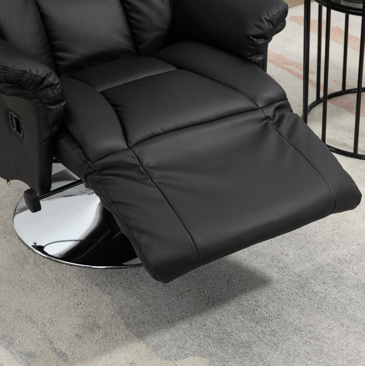 RELAXSESSEL in Schwarz 80x78x109 cm, 360° drehbar mit verstellbarer Rückenlehne und ausziehbarer Fußstütze - Schwarz, Kunststoff (78/109/80cm) - IVMEU