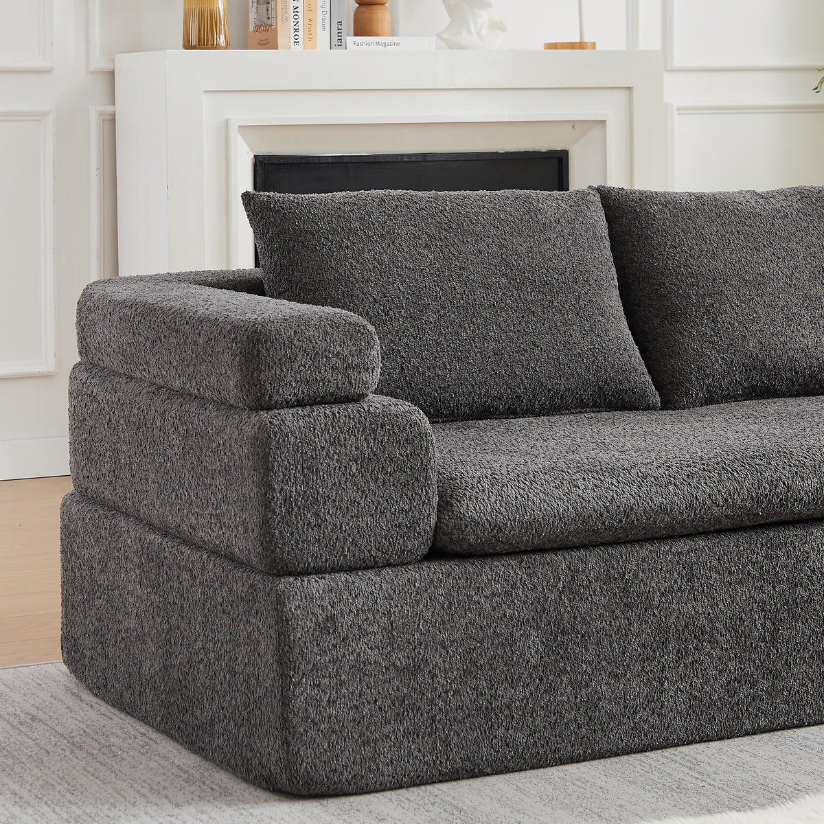ECKSOFA DE-35270 mit Chaiselongue Anthrazit - Grau, Textil (170/260cm) - ComfortXL