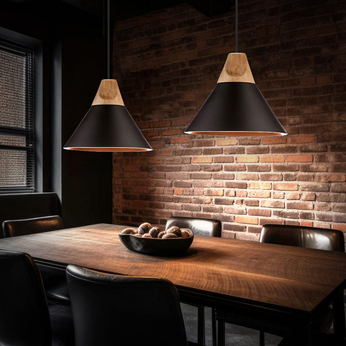 LED HÄNGELEUCHTE Aluminium Schwarz Holz - Schwarz, Holz (25/20/17cm)