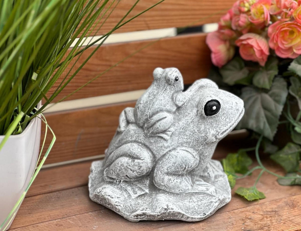 STEINFIGUR Frosch Familie frostfest Steinguss Frösche - Grau, Stein (16/17/16cm) - stoneandstyle
