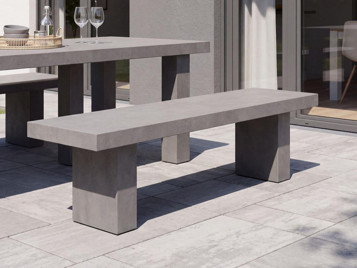 VRTNA KLUPA beton sivi 150 cm t-oblika Taranto - siva, kamen (150/45/40cm) - Beliani