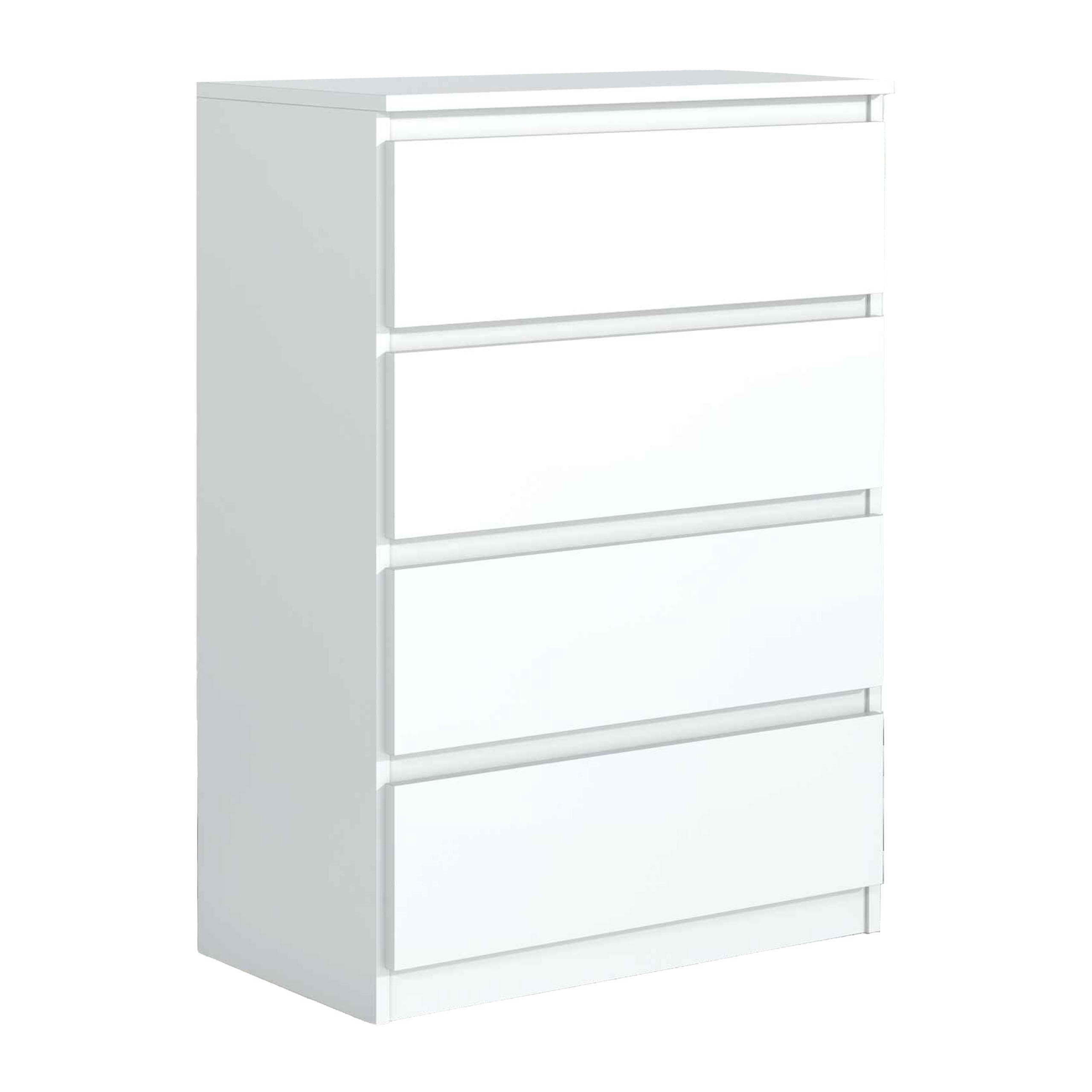 KOMMODE NUDO 70/102/39cm mit 4 Schubladen Türen Weiß - Weiß, Holzwerkstoff (70/102/39cm) - MASSENO