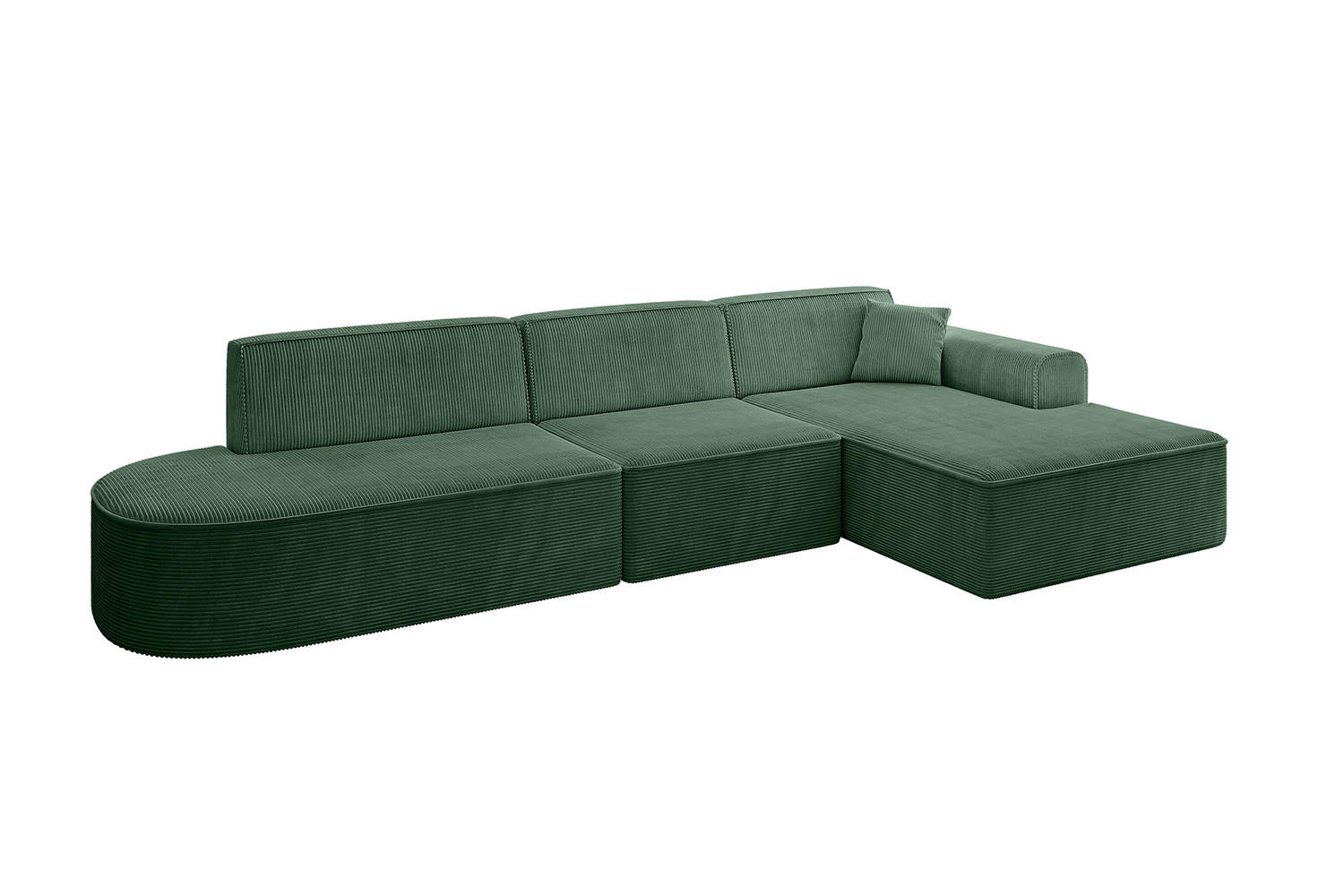 ECKSOFA Ottomane Rechts IREA-L2-v3 - 318x165x76 cm Grün - Grün, Holzwerkstoff/Textil (318/165cm) - ALTDECOR