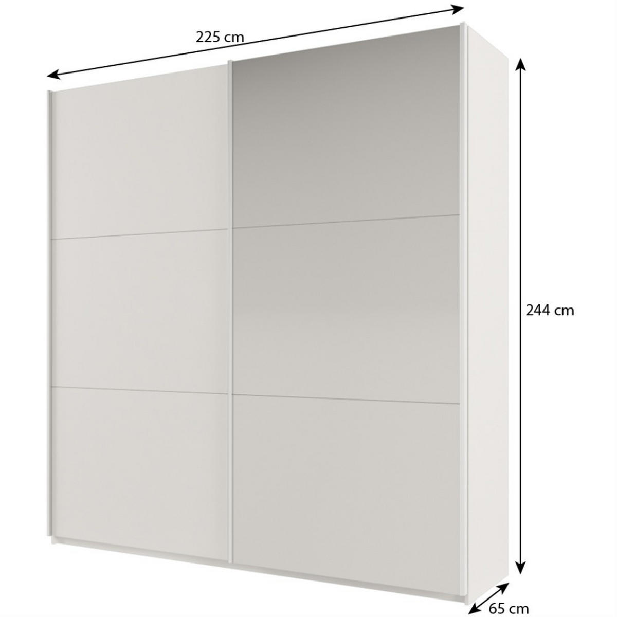 SCHWEBETÜRENSCHRANK Rossa mit 2 Türen und Spiegel, 225 cm, eiche Wotan - Eiche Wotan, Holzwerkstoff (225/244/65cm) - Beautysofa