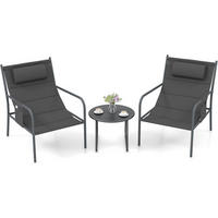 TRÄDGÅRDSMÖBLER Set Grå (3 delar) - Grå, Metall - COSTWAY