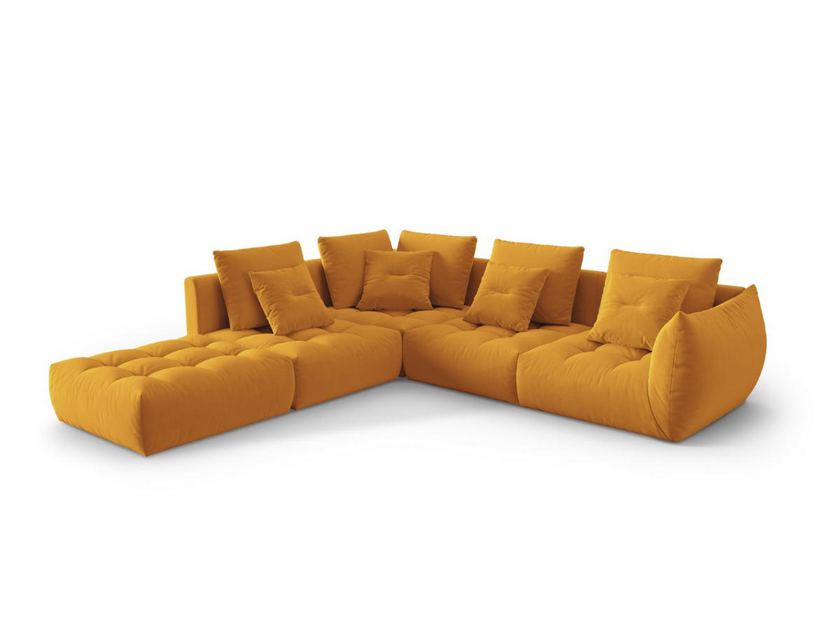 ECKSOFA modular links Bloom aus Samt gelb 4 Sitzplätze - Gelb, Textil (310/316cm) - Micadoni