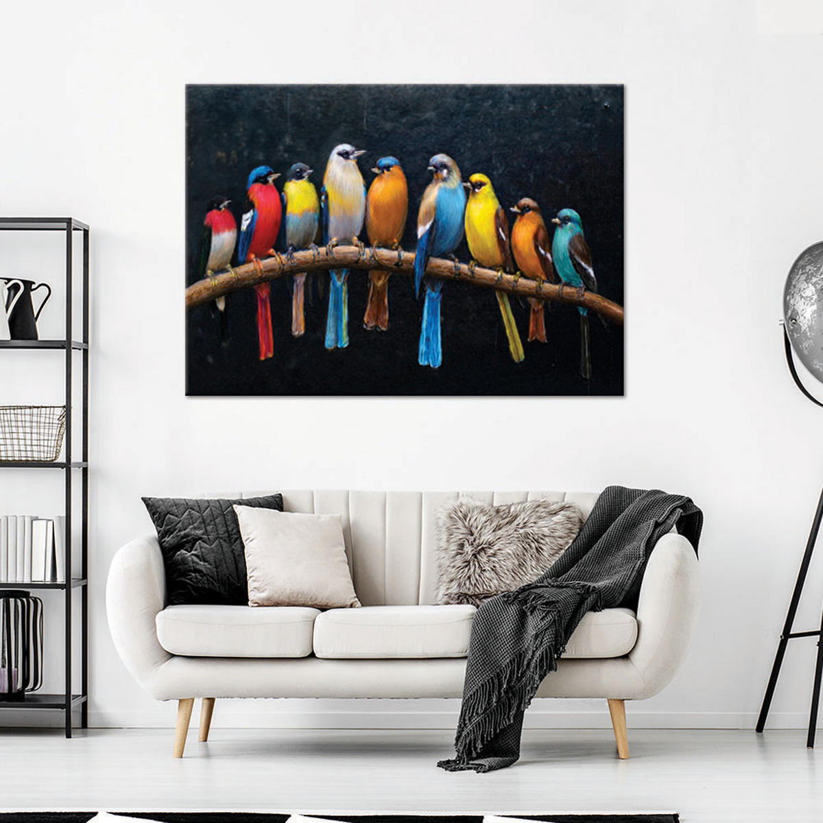 WANDBILD vögel tiere bunt - Multicolor, Textil (60/40cm) - Feeby