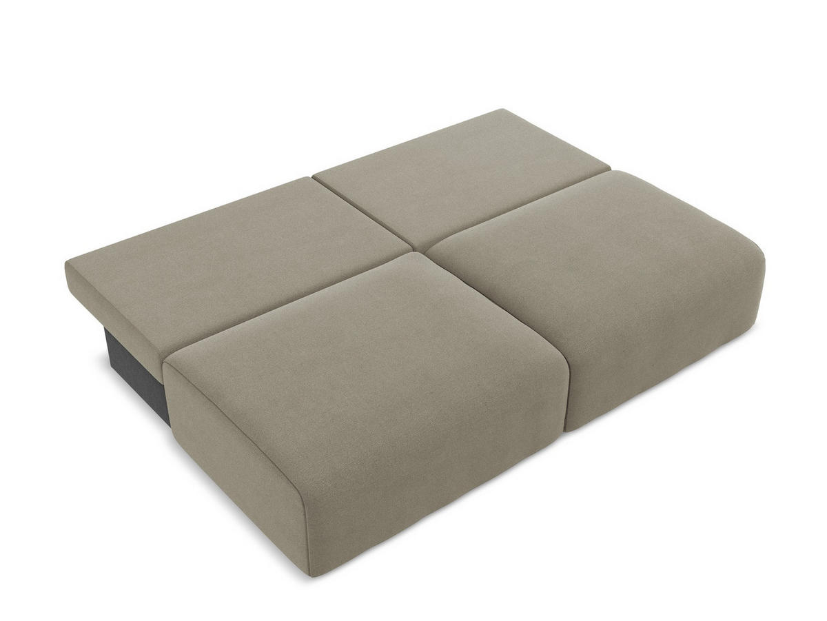 3-SITZER SOFA mit Schlaffunktion Strukturstoff Stoff Beige - Beige/Schwarz, Kunststoff/Textil (216/79/102cm) - Makamii