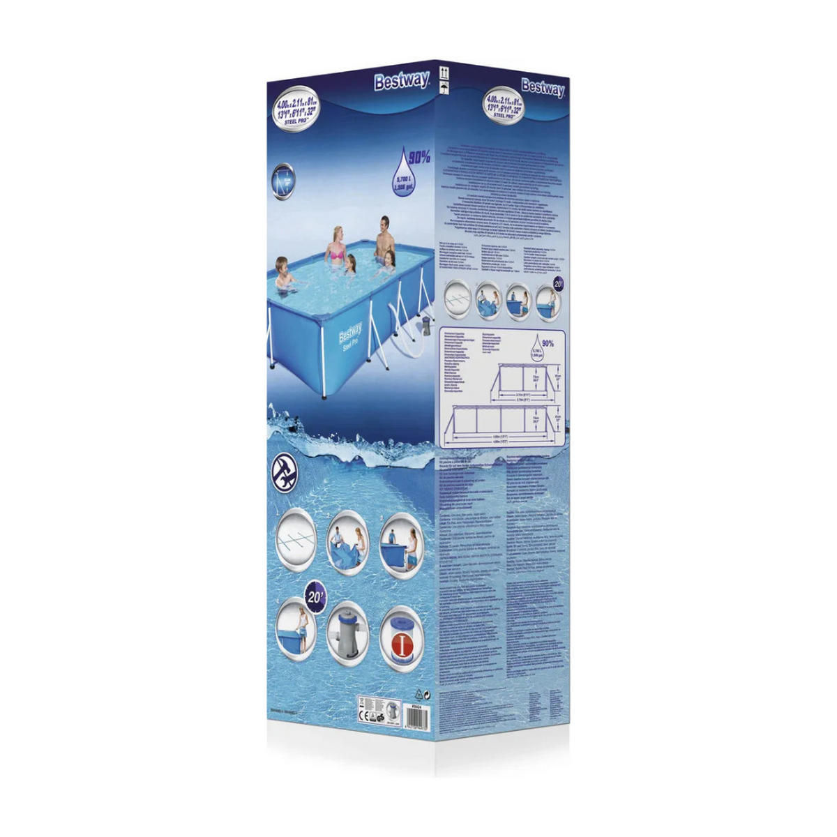 POOL Rechteckig Blau 400 x 211 x 81 cm Framepool Mit Filterpumpe Stahlrahmen - Blau, Kunststoff (211/81/400cm) - Bestway